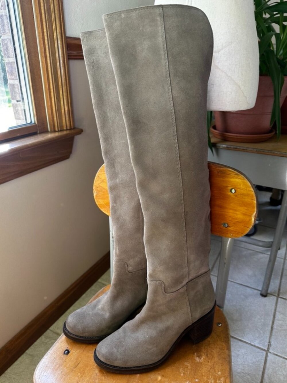 Lucky Brand Over The Knee Suede Leather Boots, Tan, NWOT, 10